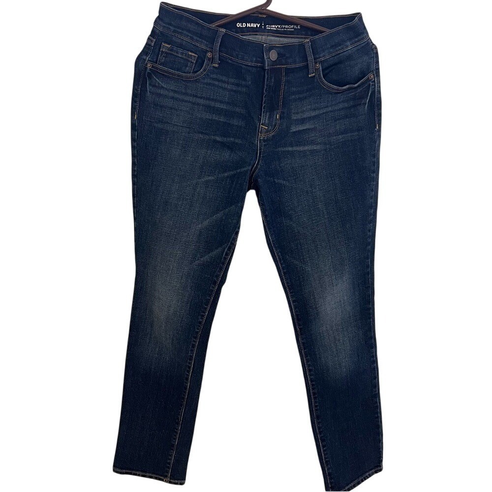 OLD NAVY Women's Dark Blue‎ Curvy Profile Mid Rise Short Jeans Size 4
